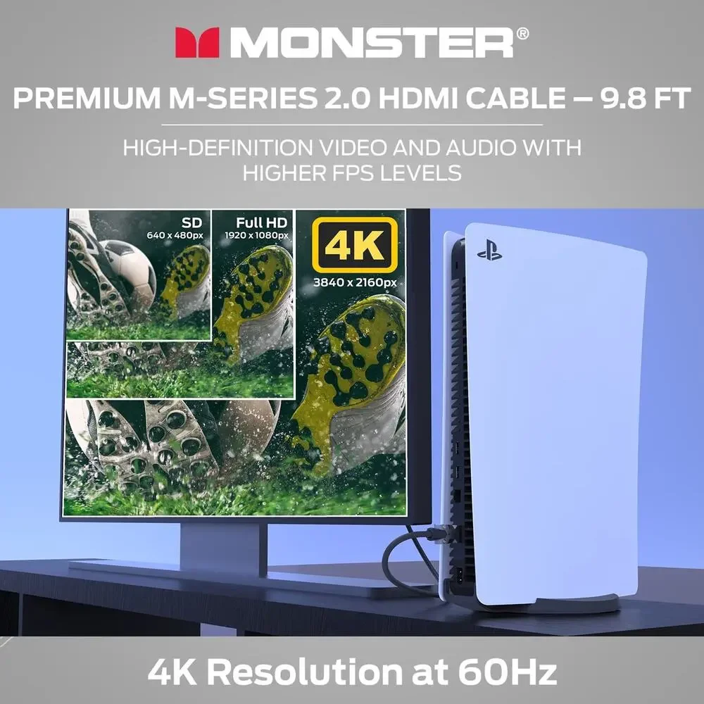Monster HDMI Cable M-Series Certified Premium 2.0, Features 4K Ultra HD at 60Hz